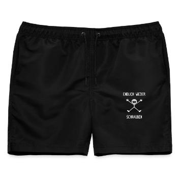 Endlich wieder schrauben Tuning KFZ Mechaniker - Männer Badeshorts - Schwarz - Vorne - AI Model Male 178 light (178cm)