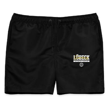 Lübeck Deutschland Koordinaten Reise Souvenir - Männer Badeshorts - Schwarz - Vorne - AI Model Male 178 light (178cm)