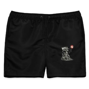 40 Geburtstag Skelett Schwarzer Humor Geschenkidee - Männer Badeshorts - Schwarz - Vorne - AI Model Male 178 light (178cm)