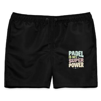 Padel Spielerin Spieler Padel is my Superpower - Männer Badeshorts - Schwarz - Vorne - AI Model Male 178 light (178cm)
