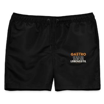 Gastro ist kein Job, es ist ein Lebensstil - Männer Badeshorts - Schwarz - Vorne - AI Model Male 178 light (178cm)