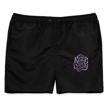 Chrom-Buchstaben Bleiben Sie metallisch Y2K - Männer Badeshorts - Schwarz - Vorne - AI Model Male 178 light (178cm)