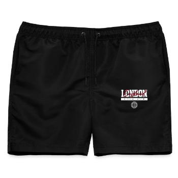 London England Koordinaten Reise Souvenir - Männer Badeshorts - Schwarz - Vorne - AI Model Male 178 light (178cm)
