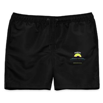 Wandern Retro Sonnenuntergang Vintage 80er - Männer Badeshorts - Schwarz - Vorne - AI Model Male 178 light (178cm)
