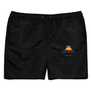 Angeln Retro Sonnenuntergang Vintage 80er - Männer Badeshorts - Schwarz - Vorne - AI Model Male 178 light (178cm)