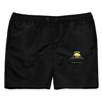 Camping Retro Sonnenuntergang Vintage 80er - Männer Badeshorts - Schwarz - Vorne - AI Model Male 178 light (178cm)