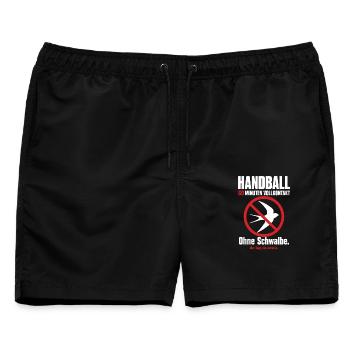 Ohne Schwalbe – Handballer Geschenk - Männer Badeshorts - Schwarz - Vorne - AI Model Male 178 light (178cm)