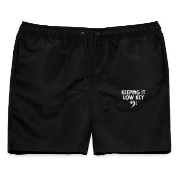 Keeping it Low Key Bass Clef Musiker - Männer Badeshorts - Schwarz - Vorne - AI Model Male 178 light (178cm)