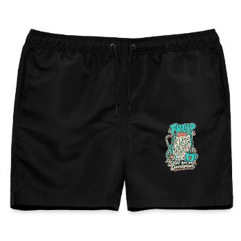 Frei Steht nur im Dienstplan - Männer Badeshorts - Schwarz - Vorne - AI Model Male 178 light (178cm)