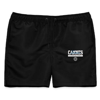 Cannes Frankreich Koordinaten Reise Souvenir - Männer Badeshorts - Schwarz - Vorne - AI Model Male 178 light (178cm)