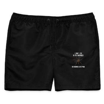 The darkness lives in me - Spinne Dark Spruch - Männer Badeshorts - Schwarz - Vorne - AI Model Male 178 light (178cm)
