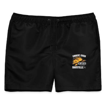 Erhebt Euch - Der Lehrling Betritt die Baustelle - Männer Badeshorts - Schwarz - Vorne - AI Model Male 178 light (178cm)