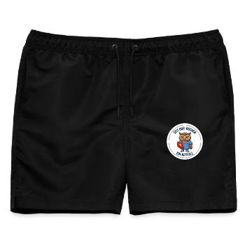 Notdienst Tierarzt Eule Nachtschicht Spruch Shirt - Männer Badeshorts - Schwarz - Vorne - AI Model Male 178 light (178cm)