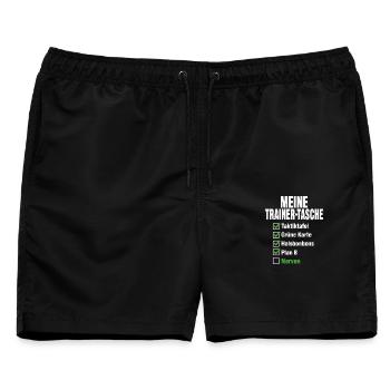 Handball Trainer Tasche – Taktiktafel & Plan B - Männer Badeshorts - Schwarz - Vorne - AI Model Male 178 light (178cm)