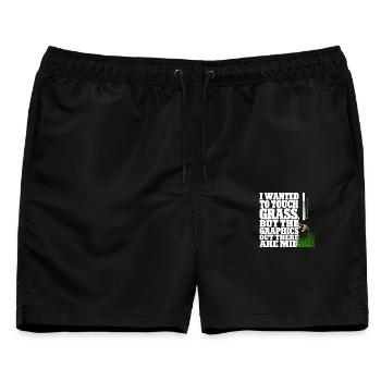 Touching Grass Gamer Shirt | Lustiges Nerd Gaming - Männer Badeshorts - Schwarz - Vorne - AI Model Male 178 light (178cm)