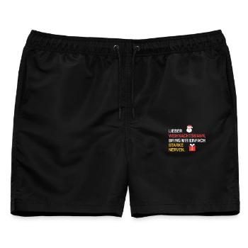 Lieber Weihnachtsmann, bring mir starke Nerven - Männer Badeshorts - Schwarz - Vorne - AI Model Male 178 light (178cm)