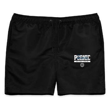 Pornic Frankreich Koordinaten Reise Souvenir - Männer Badeshorts - Schwarz - Vorne - AI Model Male 178 light (178cm)