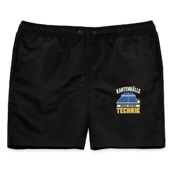 Kantenbälle sind reine Technik – Tischtennis - Männer Badeshorts - Schwarz - Vorne - AI Model Male 178 light (178cm)