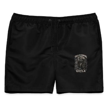 Isländische Weihnachtsfolklore Grýla - Männer Badeshorts - Schwarz - Vorne - AI Model Male 178 light (178cm)