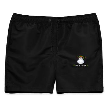 Hello Winter - Rasta Schneemann - Männer Badeshorts - Schwarz - Vorne - AI Model Male 178 light (178cm)