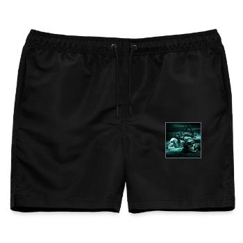 Schädel und Schlange im Schatten - Männer Badeshorts - Schwarz - Vorne - AI Model Male 178 light (178cm)