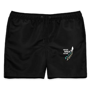Never Walk Alone Pfotenspuren - Männer Badeshorts - Schwarz - Vorne - AI Model Male 178 light (178cm)