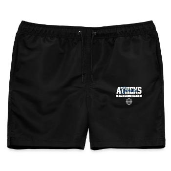 Athen Griechenland Koordinaten Reise Souvenir - Männer Badeshorts - Schwarz - Vorne - AI Model Male 178 light (178cm)