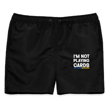 I'm not Playing cards Ukraine Flag - Männer Badeshorts - Schwarz - Vorne - AI Model Male 178 light (178cm)