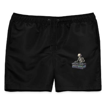 Skelettartiger DJ Skull Beat - Männer Badeshorts - Schwarz - Vorne - AI Model Male 178 light (178cm)