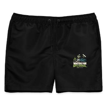 Warten auf GPS-Signal-Shirt, Lauf-T-Shirt - Männer Badeshorts - Schwarz - Vorne - AI Model Male 178 light (178cm)