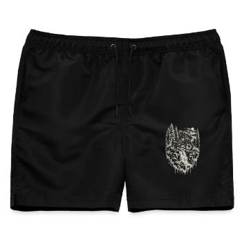 Scrambler Motorrad Biker Enduro Geschenk - Männer Badeshorts - Schwarz - Vorne - AI Model Male 178 light (178cm)