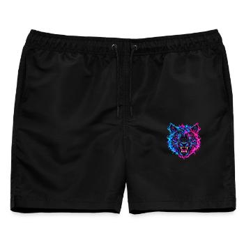 Elektrischer Neon-Tiger - Männer Badeshorts - Schwarz - Vorne - AI Model Male 178 light (178cm)