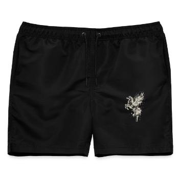 Pegasus Cream Ink Splatter Griechische Mythologie - Männer Badeshorts - Schwarz - Vorne - AI Model Male 178 light (178cm)