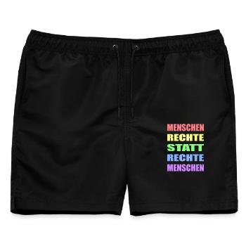 Menschenrechte statt rechte Menschen Links Antifa - Männer Badeshorts - Schwarz - Vorne - AI Model Male 178 light (178cm)