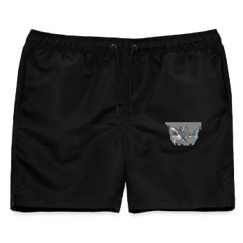 Tiefseehai-Navigationsillustration - Männer Badeshorts - Schwarz - Vorne - AI Model Male 178 light (178cm)