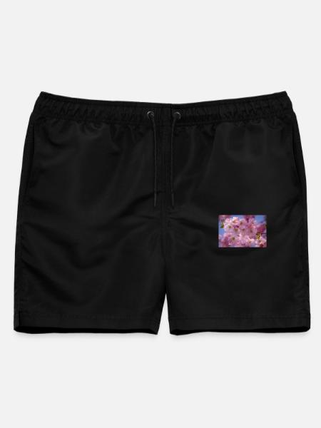 Kirschblueten Nachaufnahmer Rosa Blueten - Männer Badeshorts - Schwarz