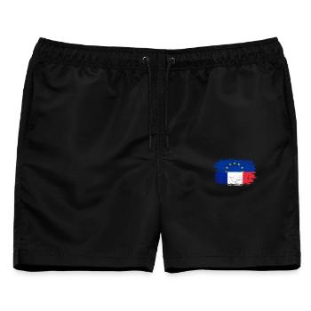 Pinselstrich EU Frankreich Flagge Mashup - Männer Badeshorts - Schwarz - Vorne - AI Model Male 178 light (178cm)