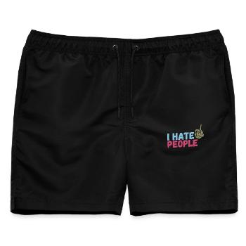 I hate People - Männer Badeshorts - Schwarz - Vorne - AI Model Male 178 light (178cm)