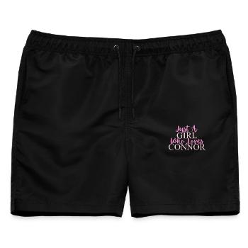 Empowering Girl Power Zitat Design - Männer Badeshorts - Schwarz - Vorne - AI Model Male 178 light (178cm)