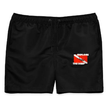 EXPLORE THE DEEP - Männer Badeshorts - Schwarz - Vorne - AI Model Male 178 light (178cm)