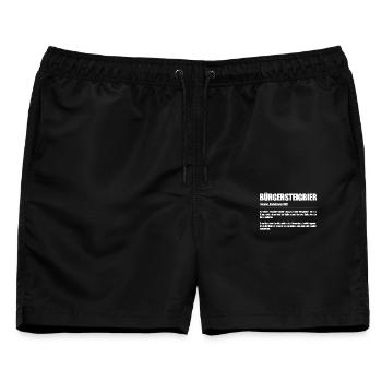 Bürgersteigbier Ortskontrollfahrt OKF - Männer Badeshorts - Schwarz - Vorne - AI Model Male 178 light (178cm)