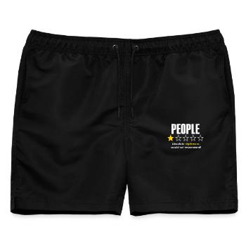 Menschen mit einer Ein-Sterne-Bewertung – absoluter Albtraum - Männer Badeshorts - Schwarz - Vorne - AI Model Male 178 light (178cm)