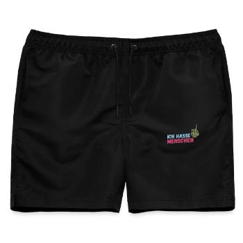 Ich Hasse Menschen - Männer Badeshorts - Schwarz - Vorne - AI Model Male 178 light (178cm)