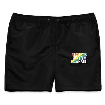 Love not Hate LGBTQ - Männer Badeshorts - Schwarz - Vorne - AI Model Male 178 light (178cm)