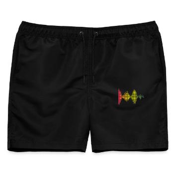 Farbige Schallwellen Muster - Männer Badeshorts - Schwarz - Vorne - AI Model Male 178 light (178cm)