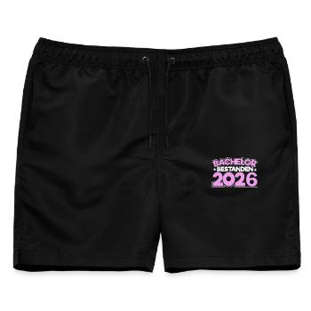 Bachelor 2026 Abschluss Promotion Sponsion - Männer Badeshorts - Schwarz - Vorne - AI Model Male 178 light (178cm)