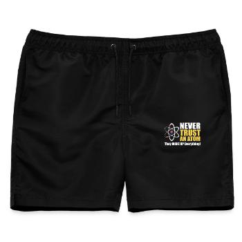 Vertraue niemals einem Atom - Männer Badeshorts - Schwarz - Vorne - AI Model Male 178 light (178cm)