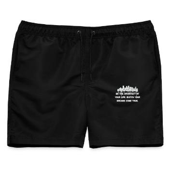 Architect Your Life – Motivational Streetwear - Männer Badeshorts - Schwarz - Vorne - AI Model Male 178 light (178cm)