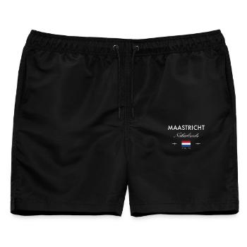 Maastricht Niederlande Koordinaten Reise Souvenir - Männer Badeshorts - Schwarz - Vorne - AI Model Male 178 light (178cm)
