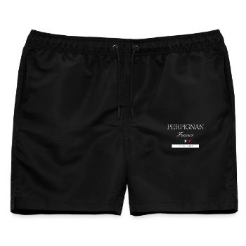 Perpignan Frankreich Souvenir Reise minimalistisch - Männer Badeshorts - Schwarz - Vorne - AI Model Male 178 light (178cm)
